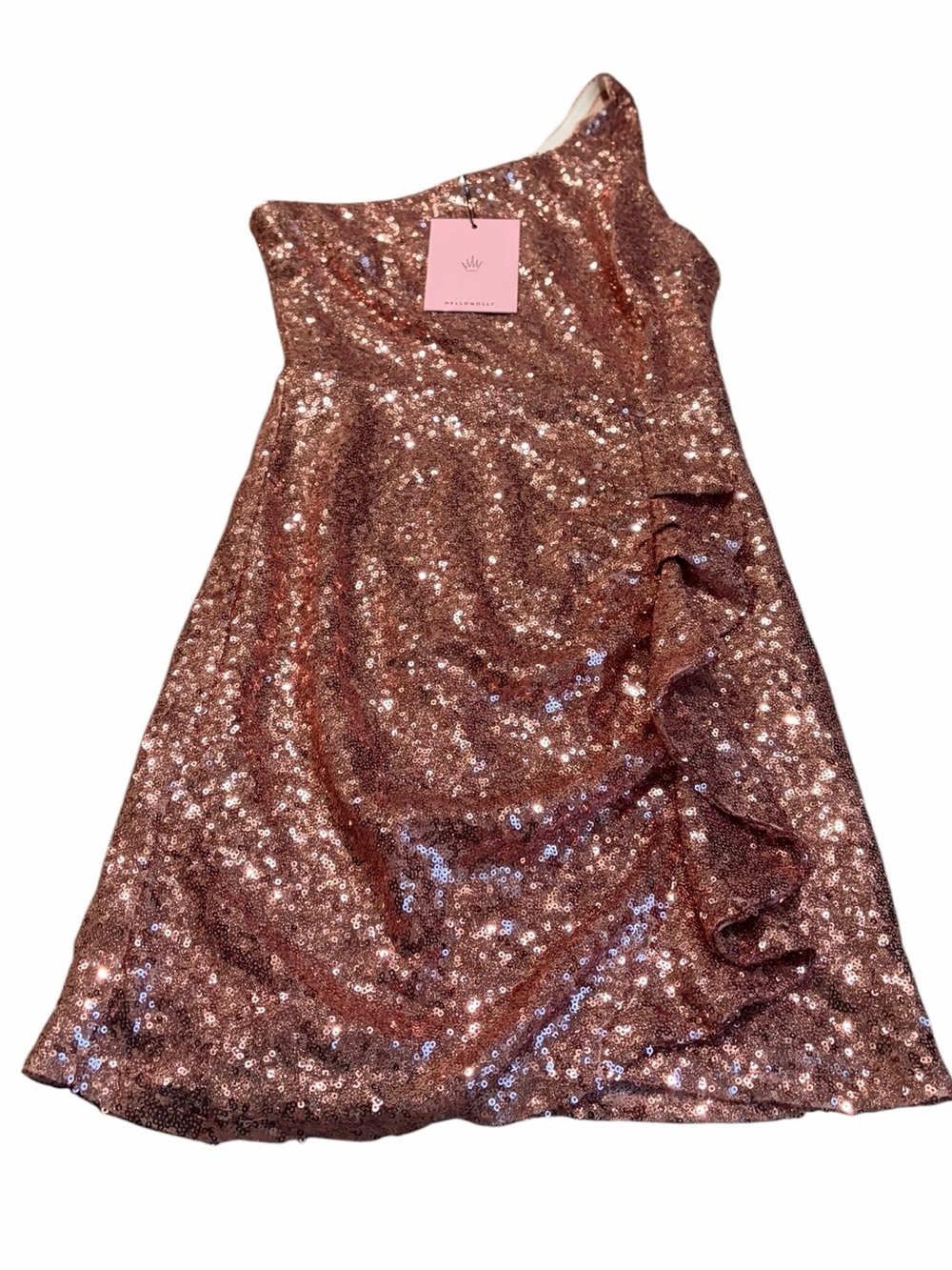 HELLO MOLLY pink sequin one shoulder dress nwt